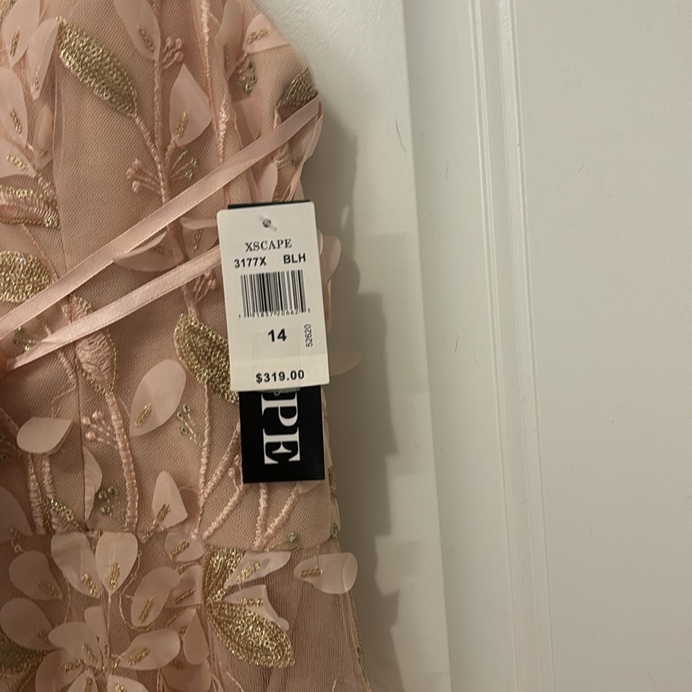 Xscape Womens Floral Metallic Evening Dress Pink 14 - Picture 5 of 11